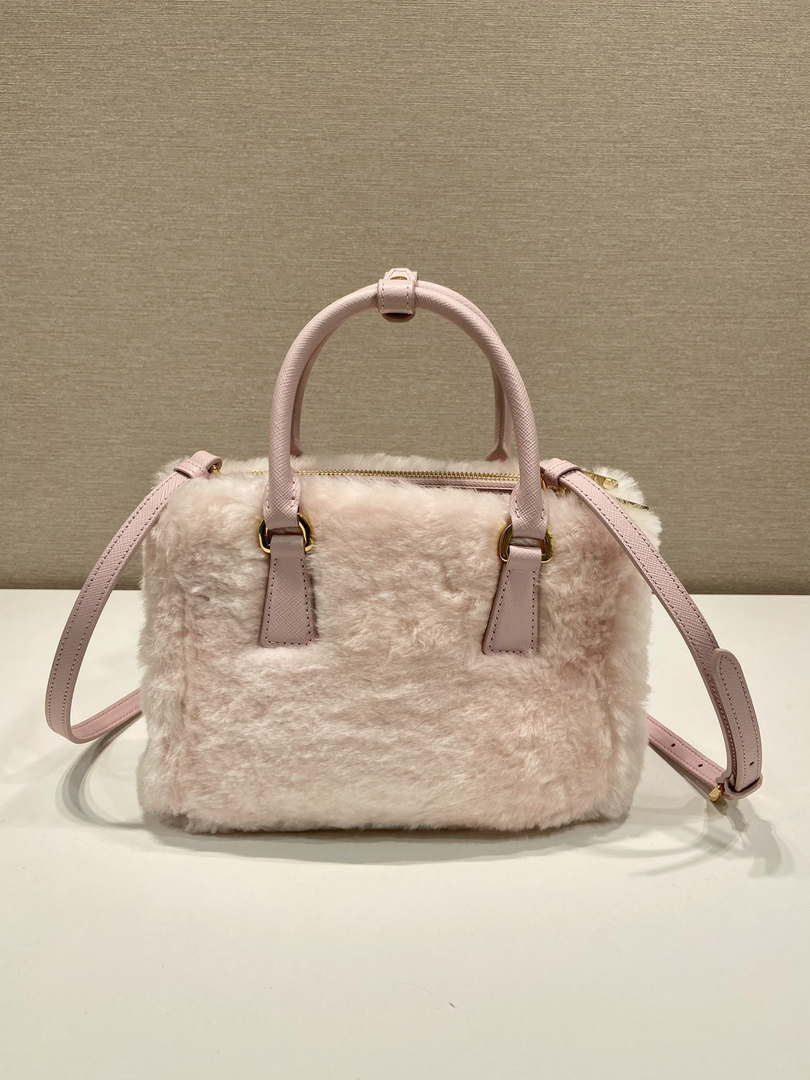 Prada 1BA906 Galleria Triangle Logo Mini Bag Pink Ladies Sheepskin