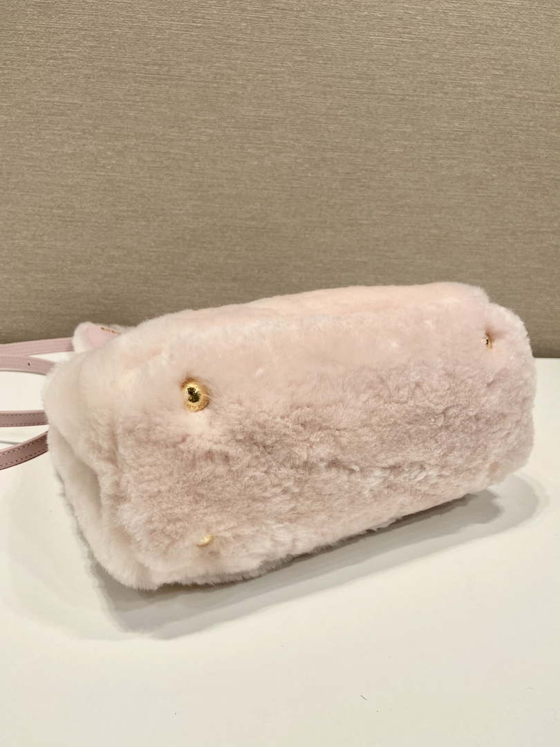 Prada 1BA906 Galleria Triangle Logo Mini Bag Pink Ladies Sheepskin - Default Title - View 6