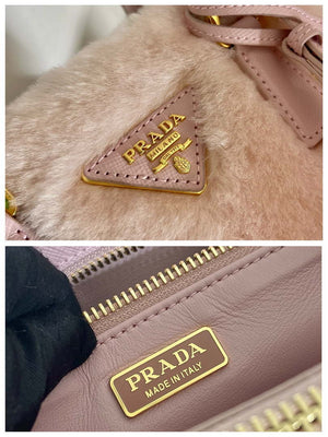 Prada 1BA906 Galleria Triangle Logo Mini Bag Pink Ladies Sheepskin - Default Title - View 9