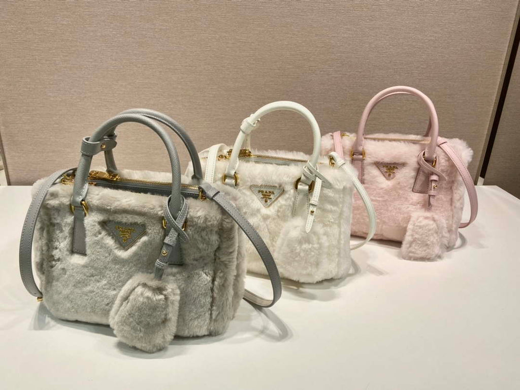 Prada 1BA906 Galleria Triangle Logo Mini Bag White Ladies Sheepskin