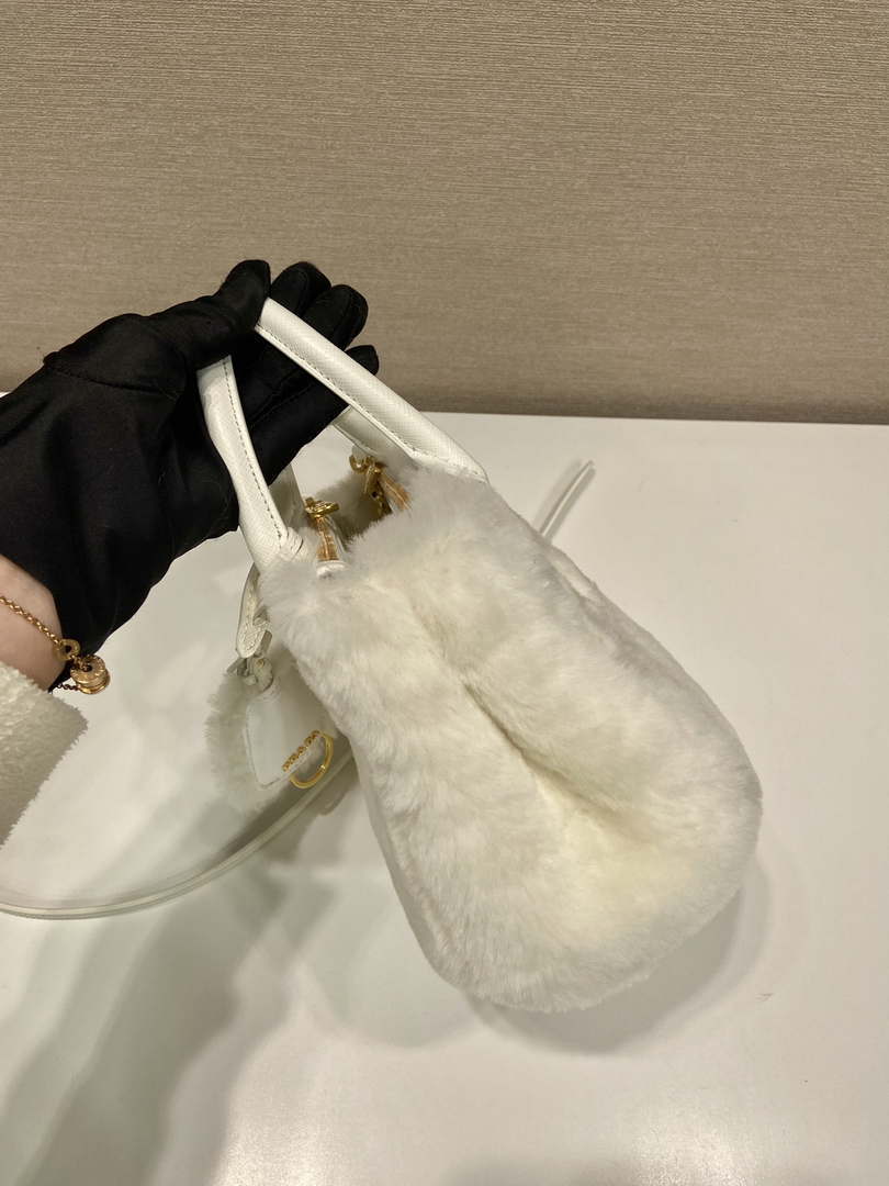 Prada 1BA906 Galleria Triangle Logo Mini Bag White Ladies Sheepskin - Default Title - View 6