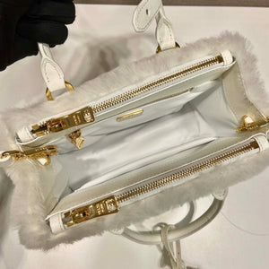 Prada 1BA906 Galleria Triangle Logo Mini Bag White Ladies Sheepskin - Default Title - View 7