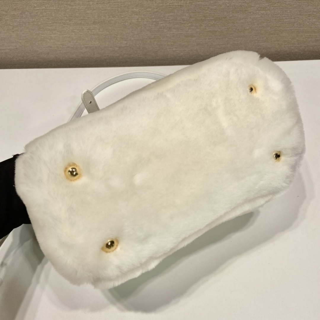 Prada 1BA906 Galleria Triangle Logo Mini Bag White Ladies Sheepskin - Default Title - View 8