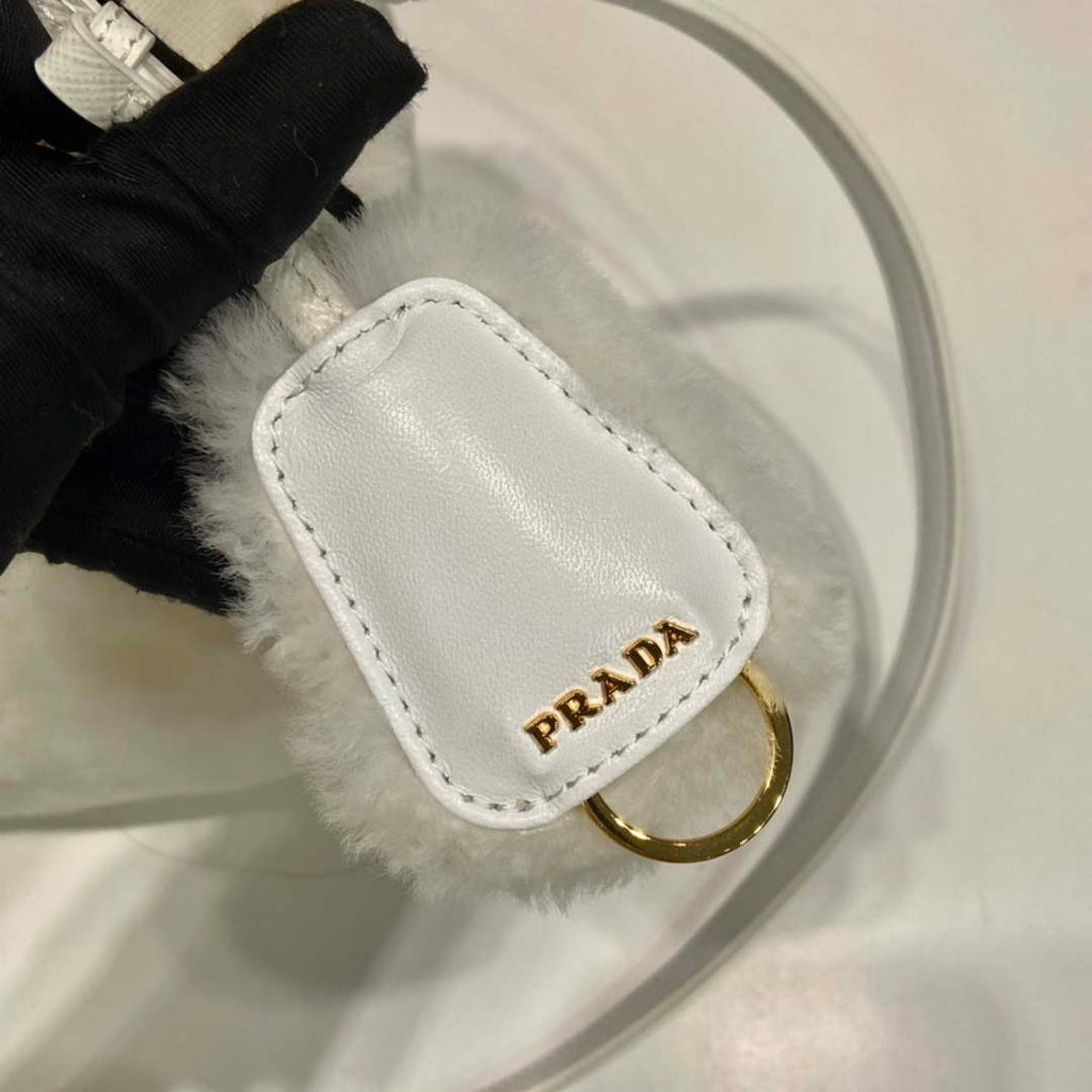 Prada 1BA906 Galleria Triangle Logo Mini Bag White Ladies Sheepskin