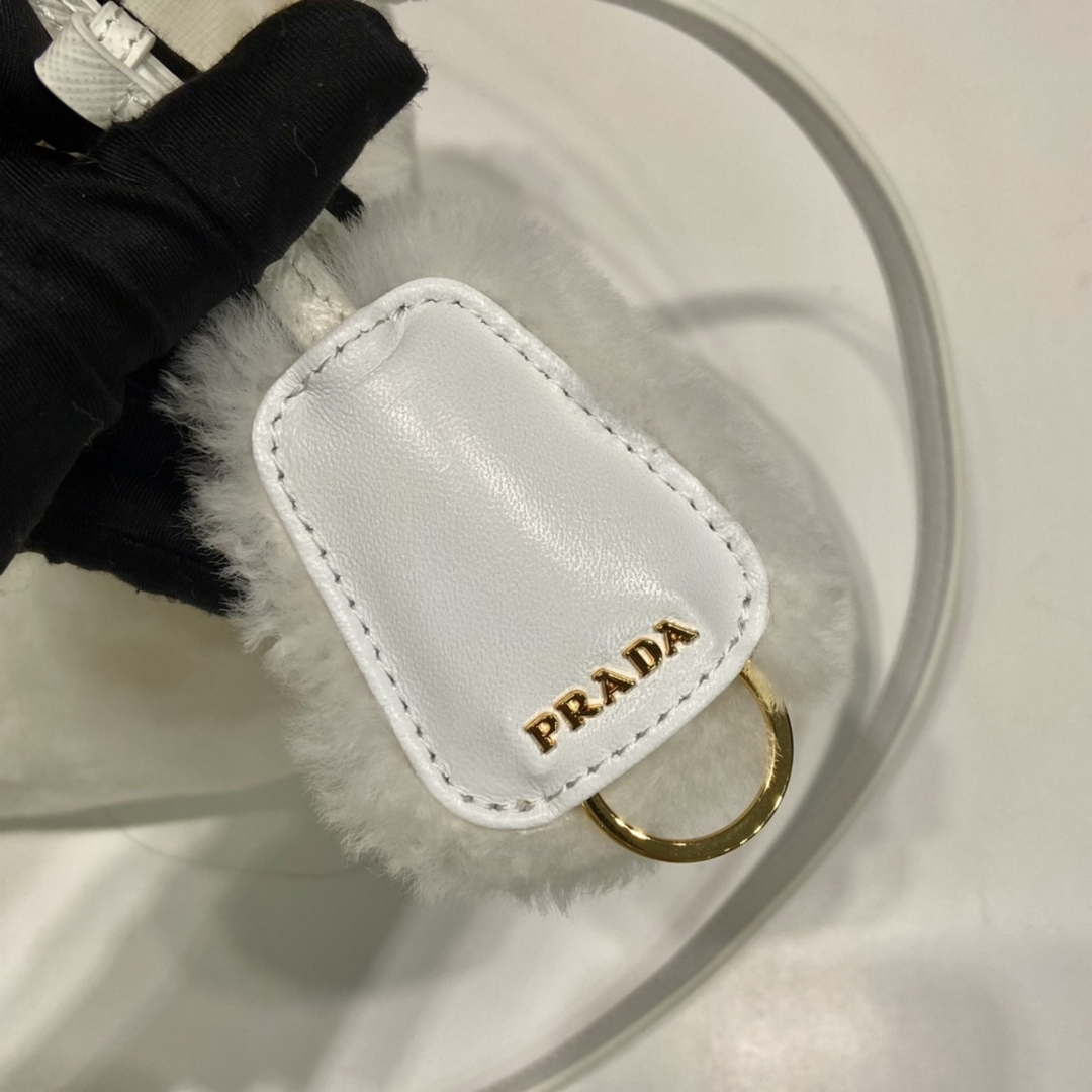 Prada 1BA906 Galleria Triangle Logo Mini Bag White Ladies Sheepskin