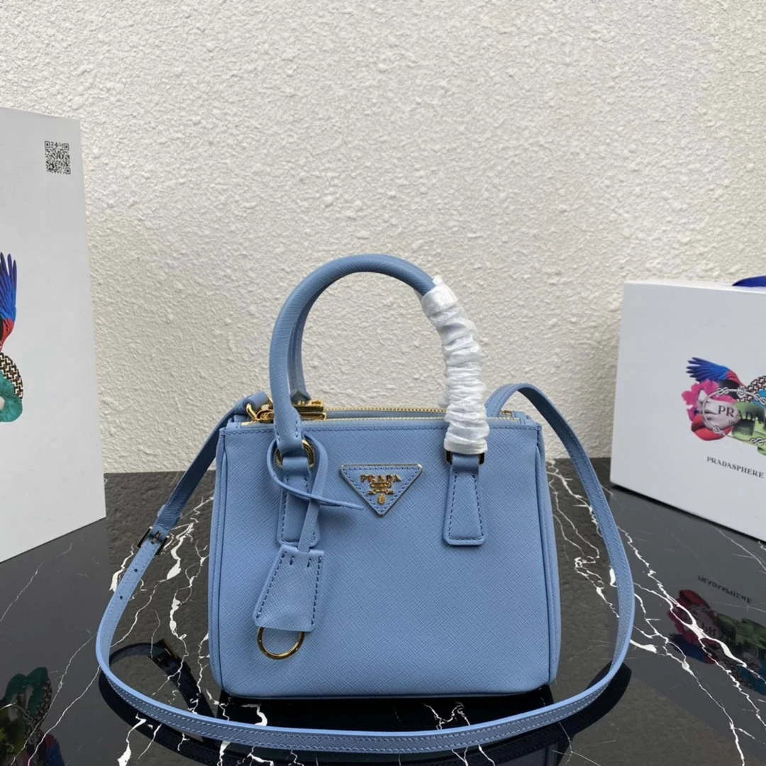 Prada 1BA906 Prada Galleria Saffiano leather mini-bag Light Blue - Default Title - View 1