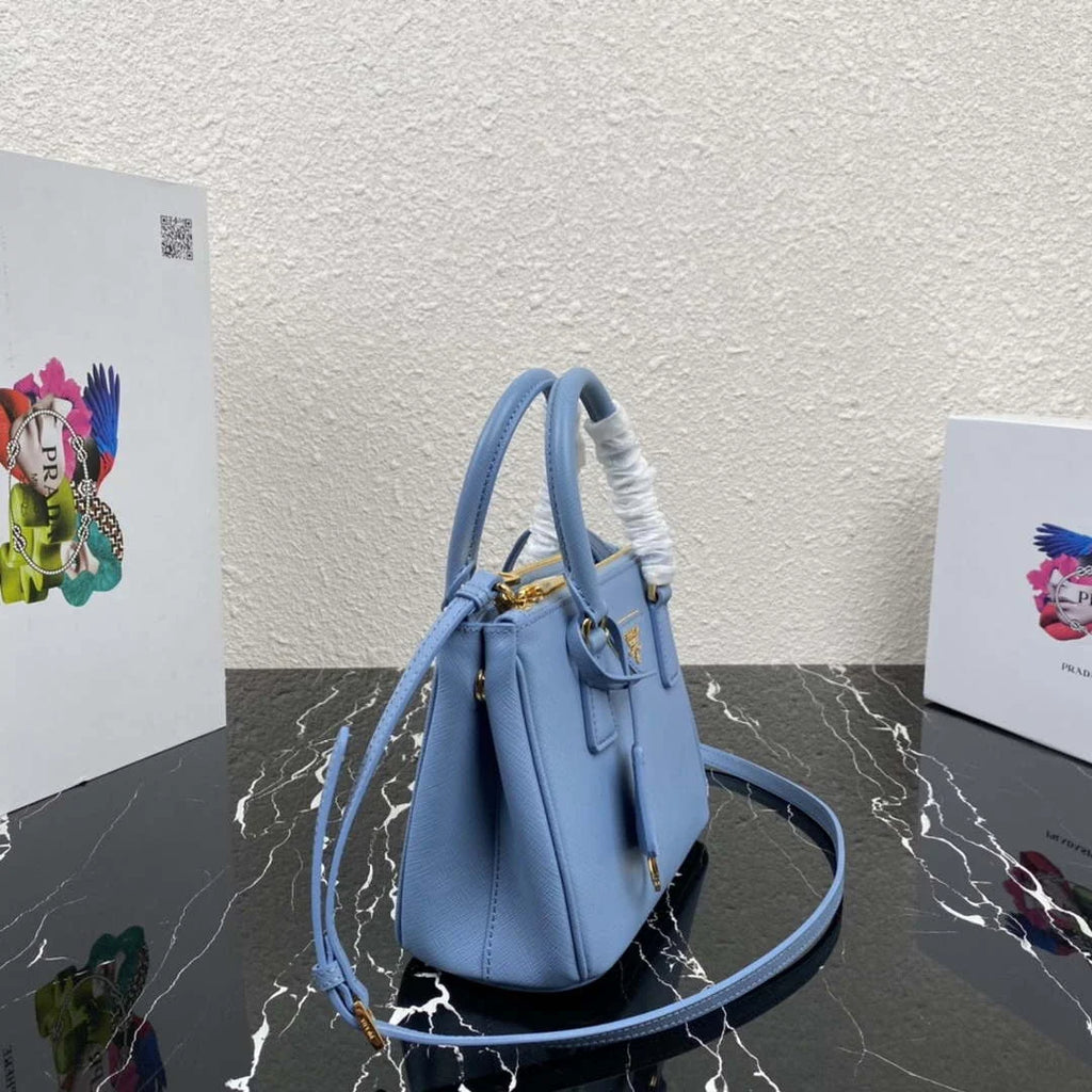 Prada 1BA906 Prada Galleria Saffiano leather mini-bag Light Blue