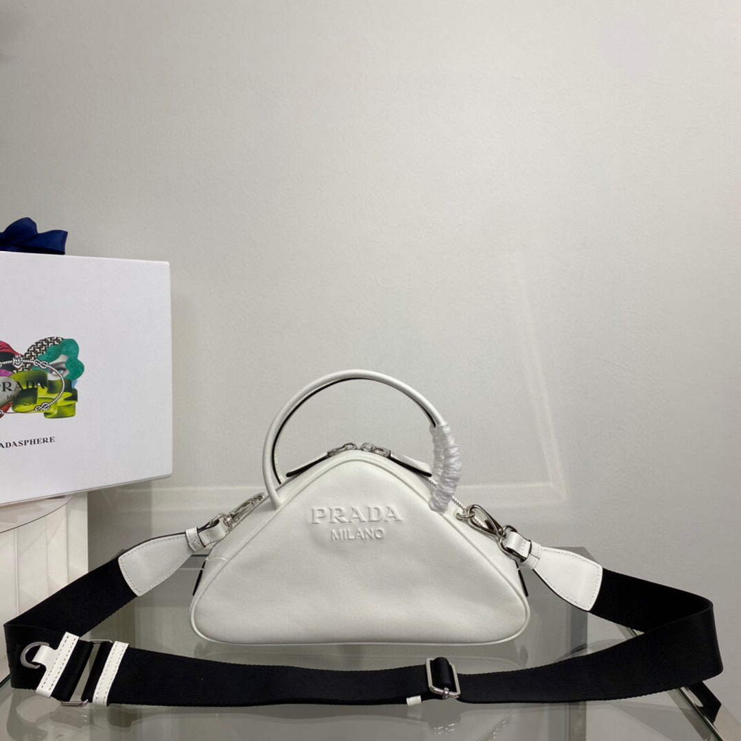 Prada 1BB082 Leather Prada Triangle bag White - Default Title - View 1