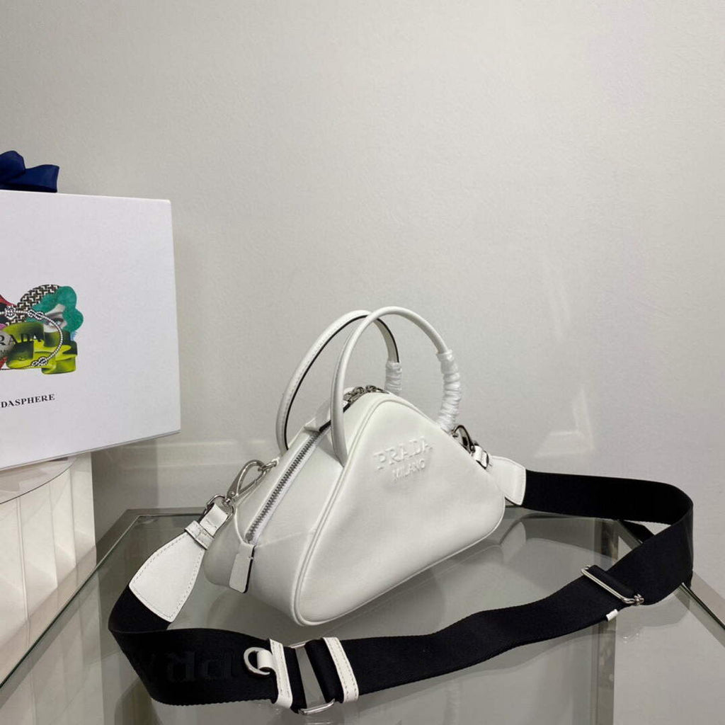 Prada 1BB082 Leather Prada Triangle bag White