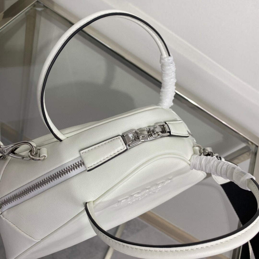 Prada 1BB082 Leather Prada Triangle bag White