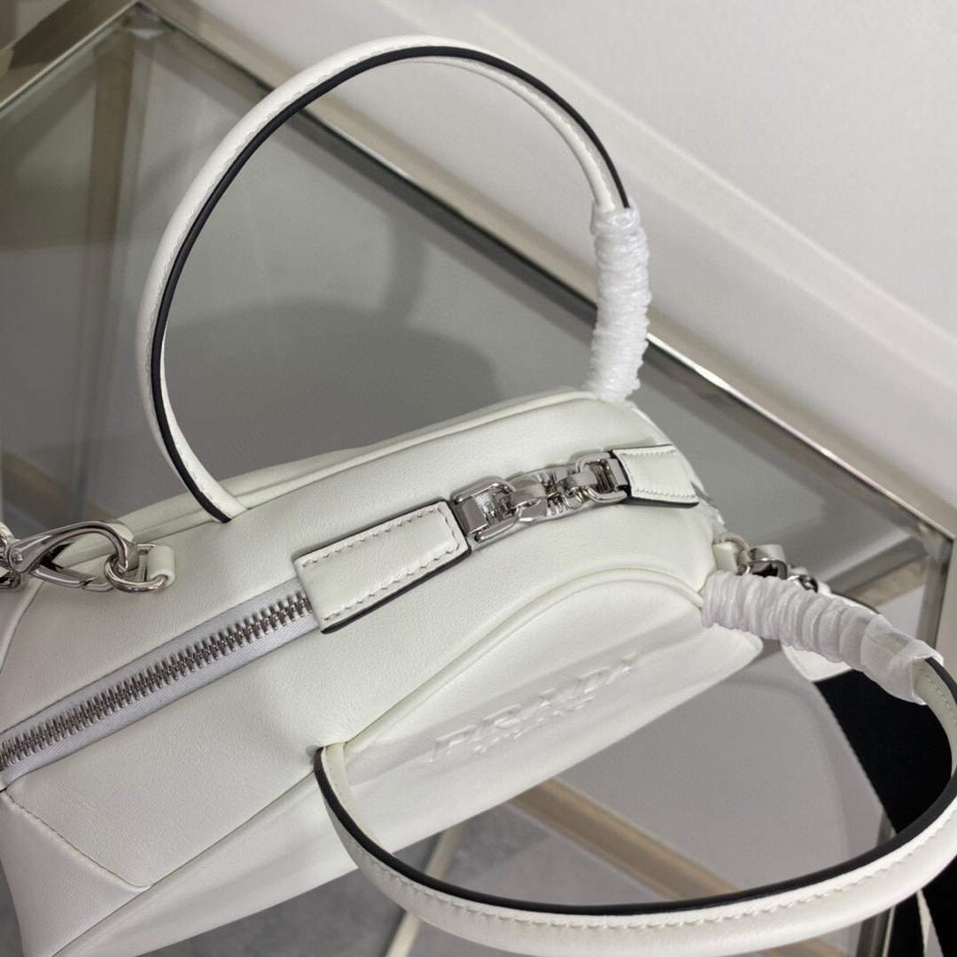 Prada 1BB082 Leather Prada Triangle bag White