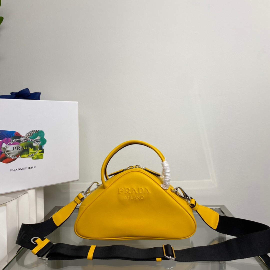 Prada 1BB082 Leather Prada Triangle bag Yellow - Default Title - View 1