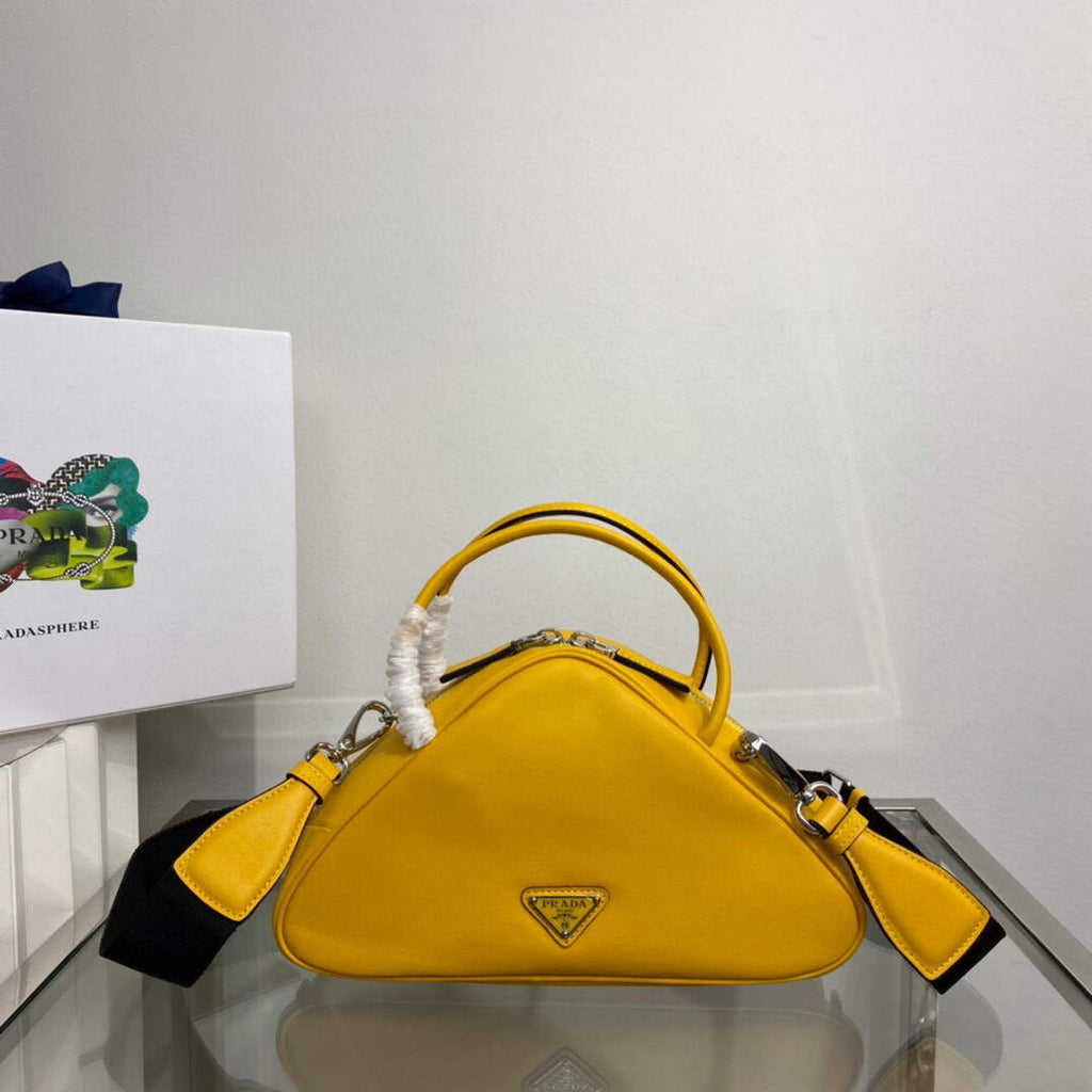 Prada 1BB082 Leather Prada Triangle bag Yellow