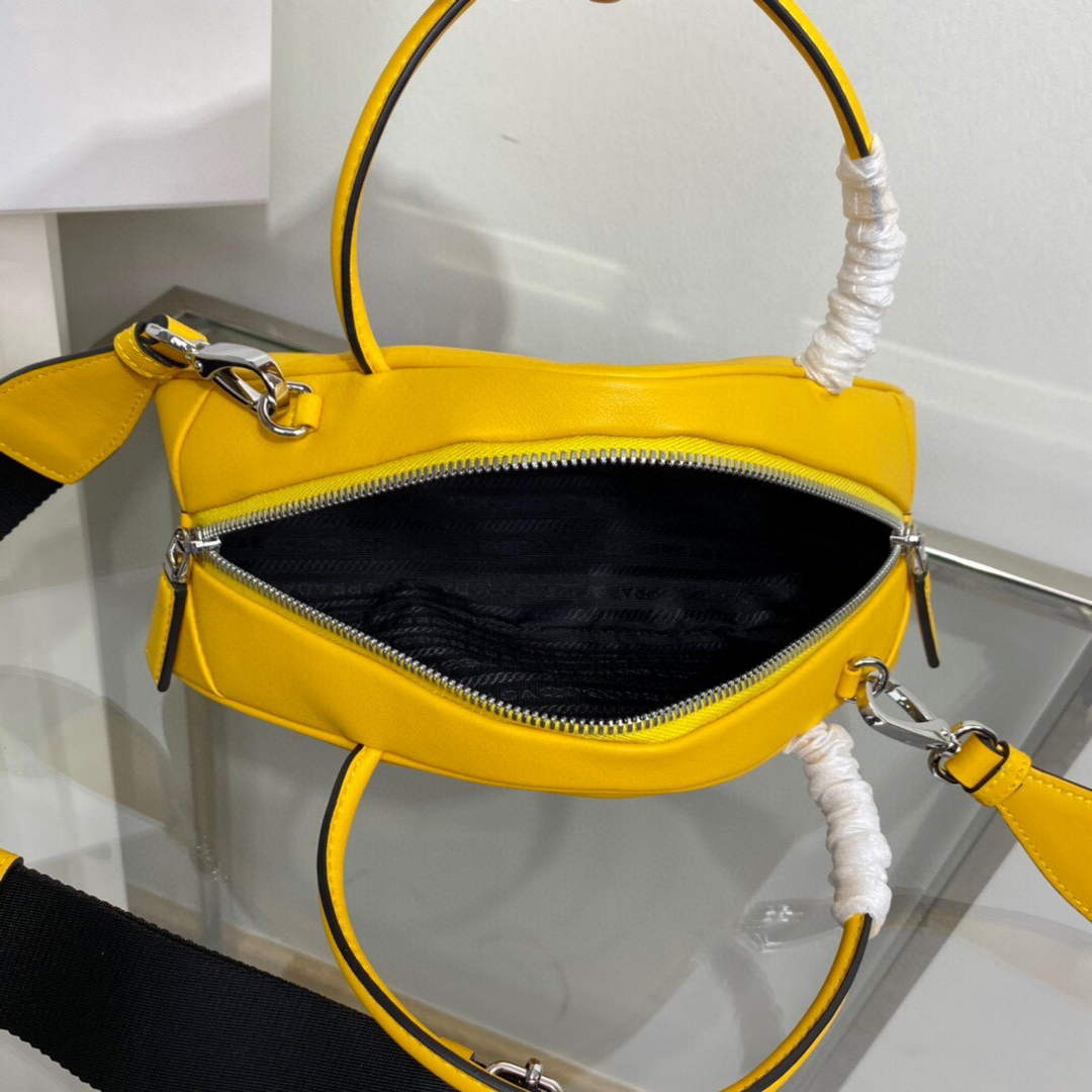 Prada 1BB082 Leather Prada Triangle bag Yellow