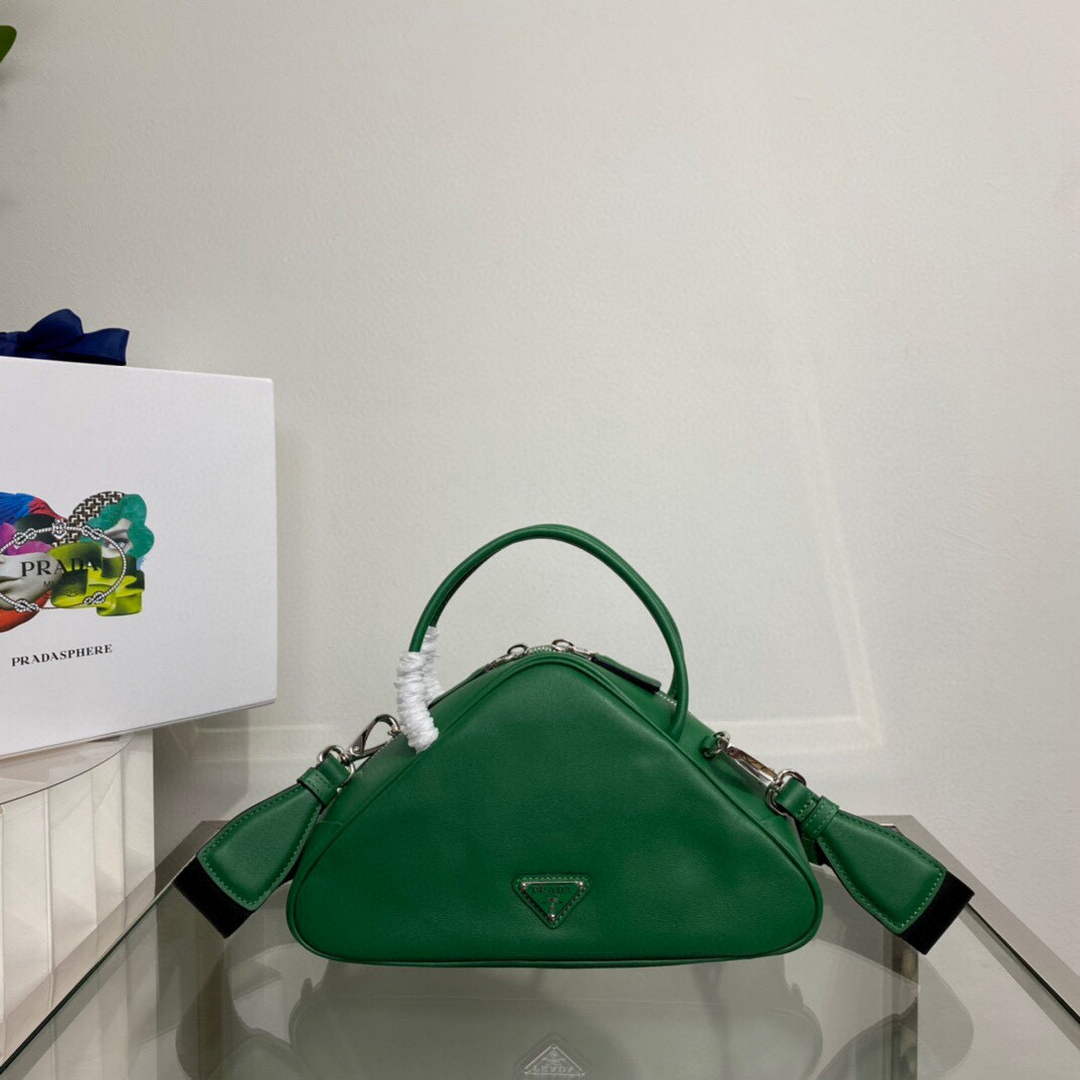 Prada 1BB082 Leather Prada Triangle bag Green - Default Title - View 2