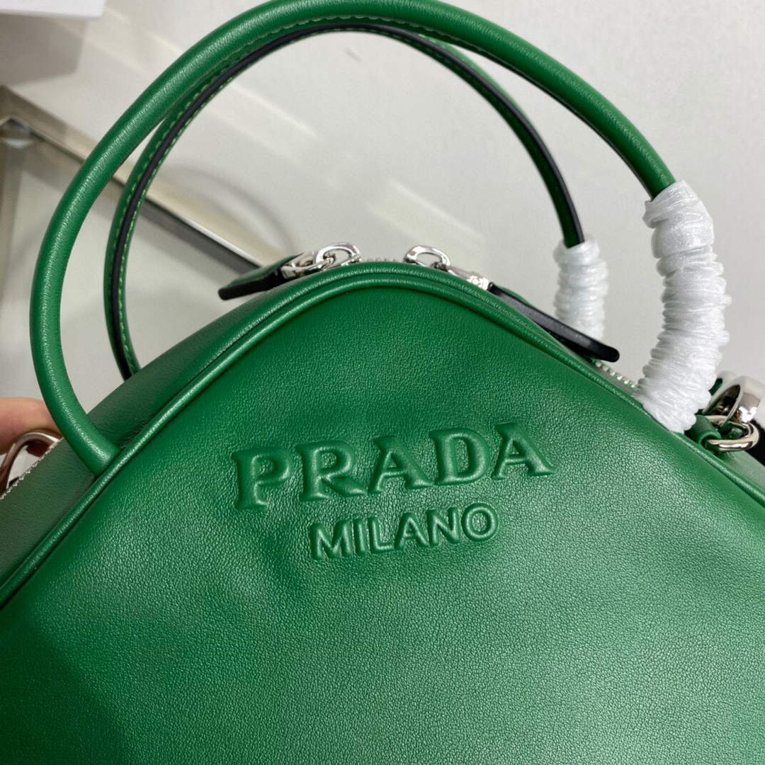 Prada 1BB082 Leather Prada Triangle bag Green