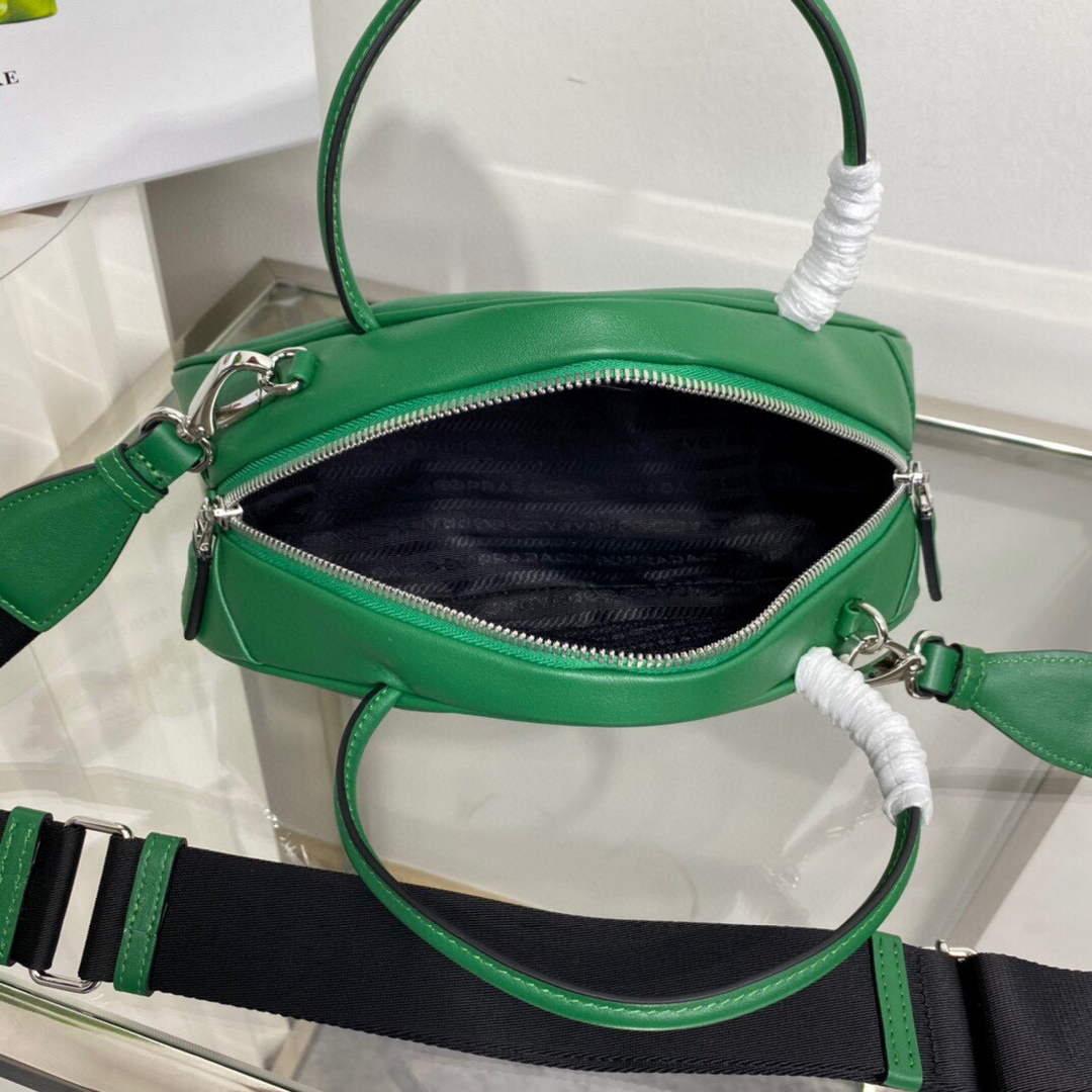 Prada 1BB082 Leather Prada Triangle bag Green
