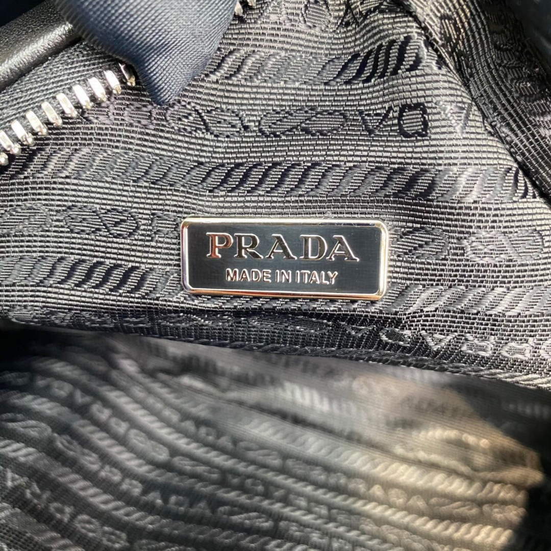 Prada 1BB082 Leather Prada Triangle bag Black