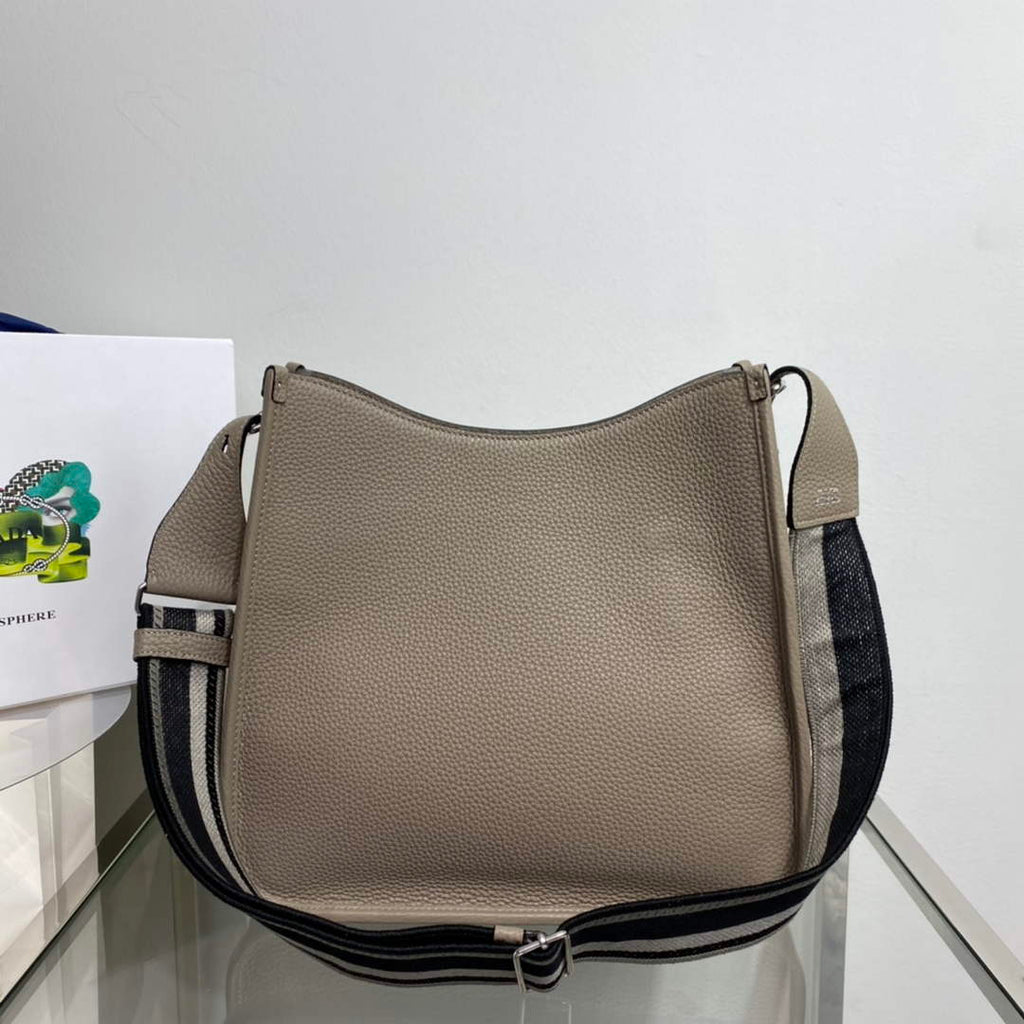 Prada Leather hobo bag 1BC073 Clay Gray