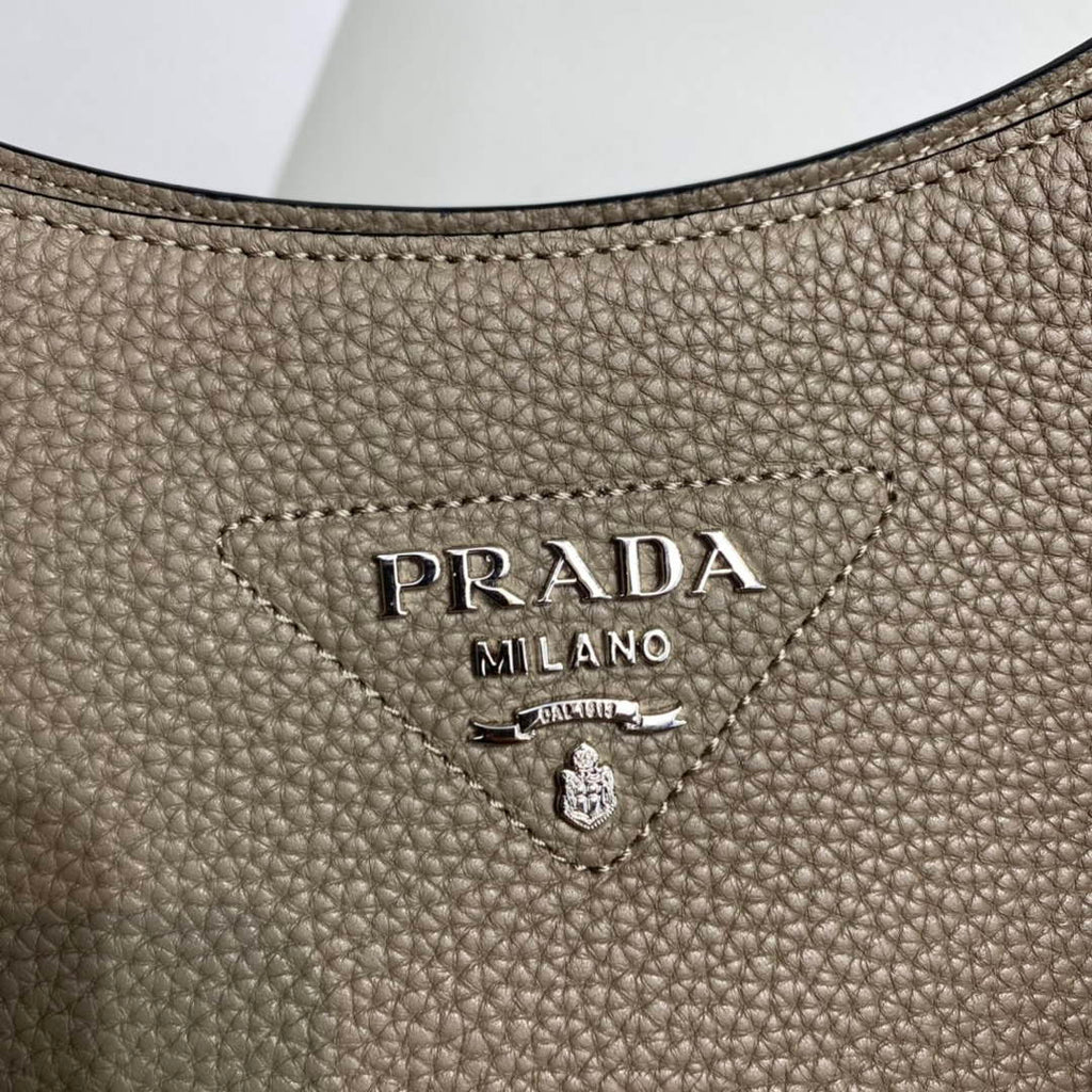 Prada Leather hobo bag 1BC073 Clay Gray