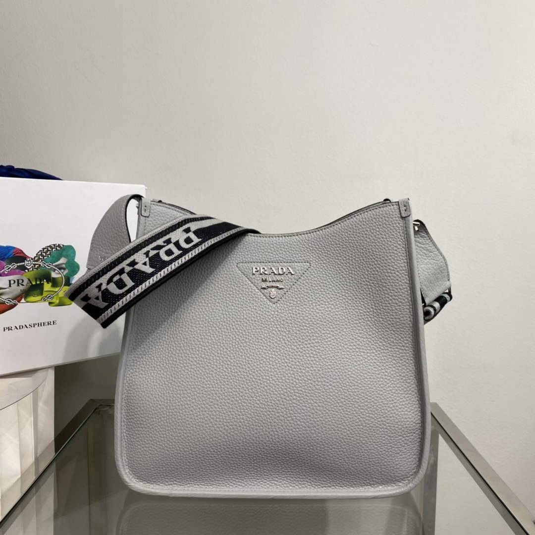 Prada Leather hobo bag 1BC073 Gray - Default Title - View 1