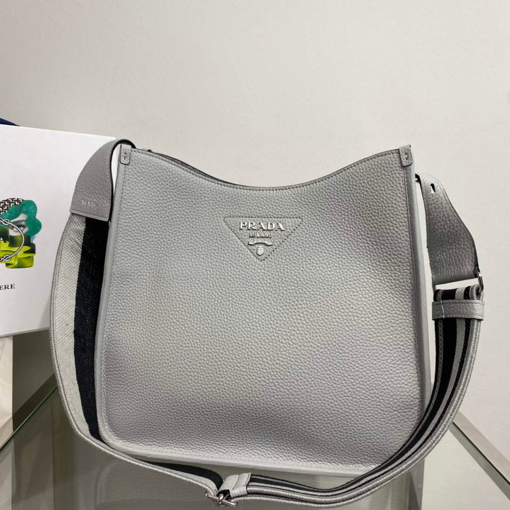 Prada Leather hobo bag 1BC073 Gray