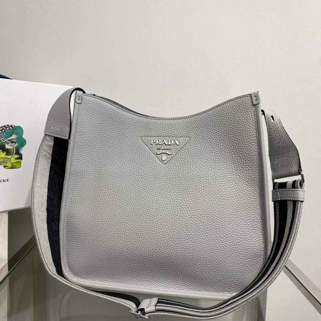 Prada Leather hobo bag 1BC073 Gray - Default Title - View 7