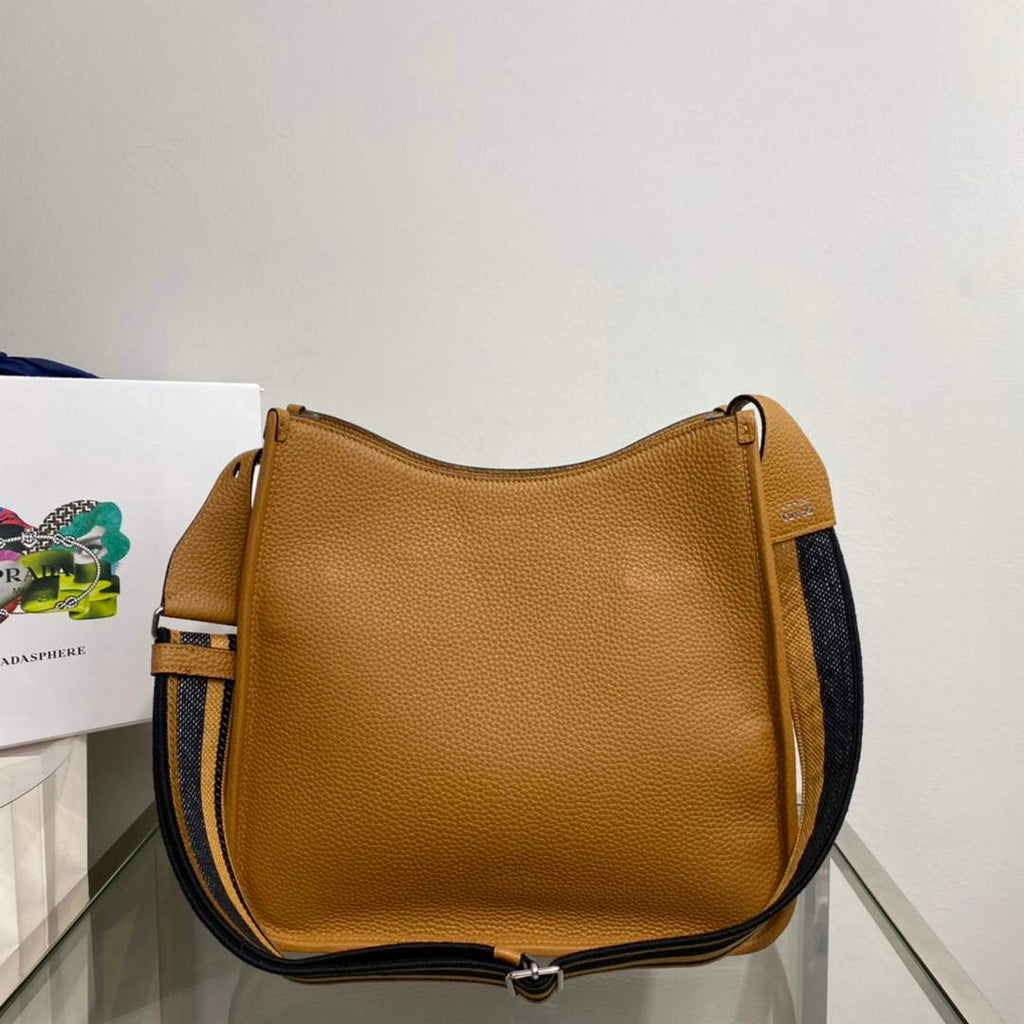 Prada Leather hobo bag 1BC073 Tan