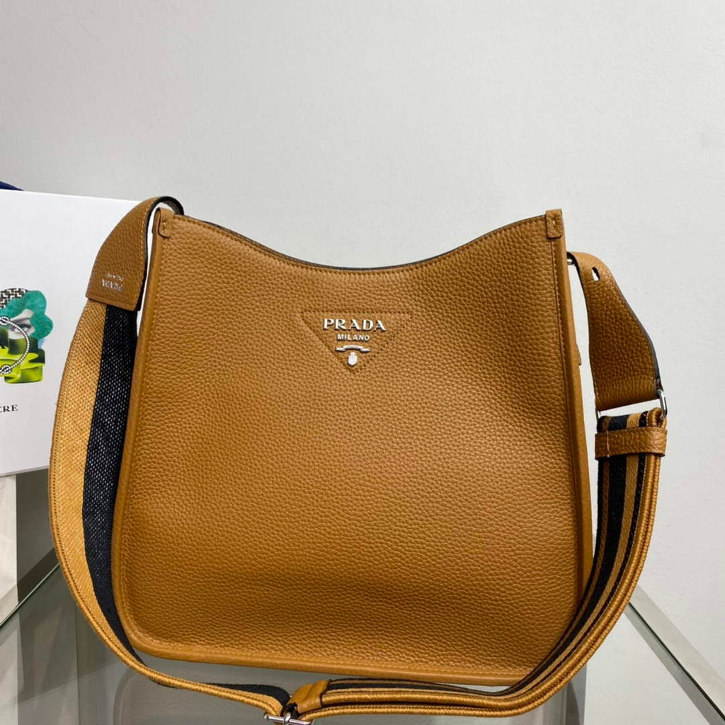 Prada Leather hobo bag 1BC073 Tan