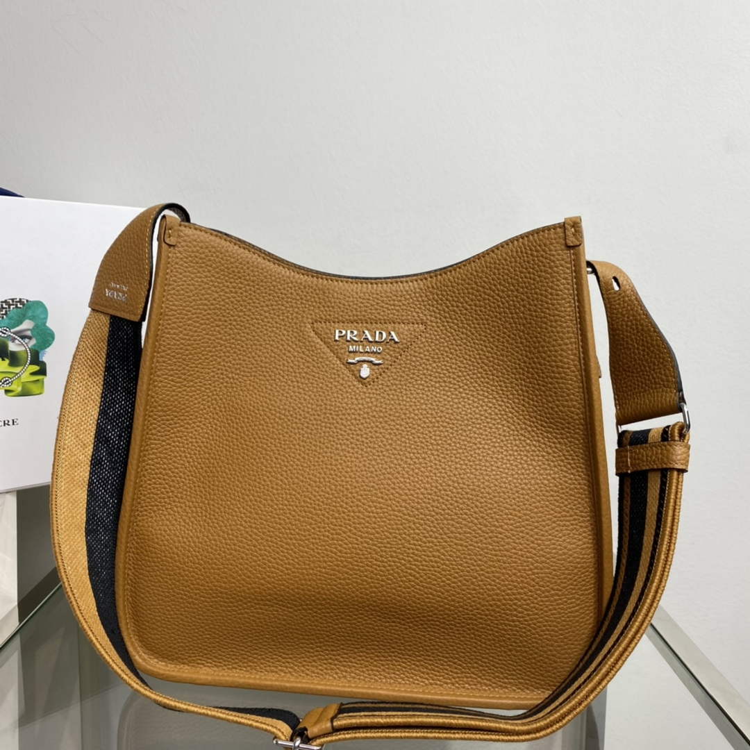 Prada Leather hobo bag 1BC073 Tan