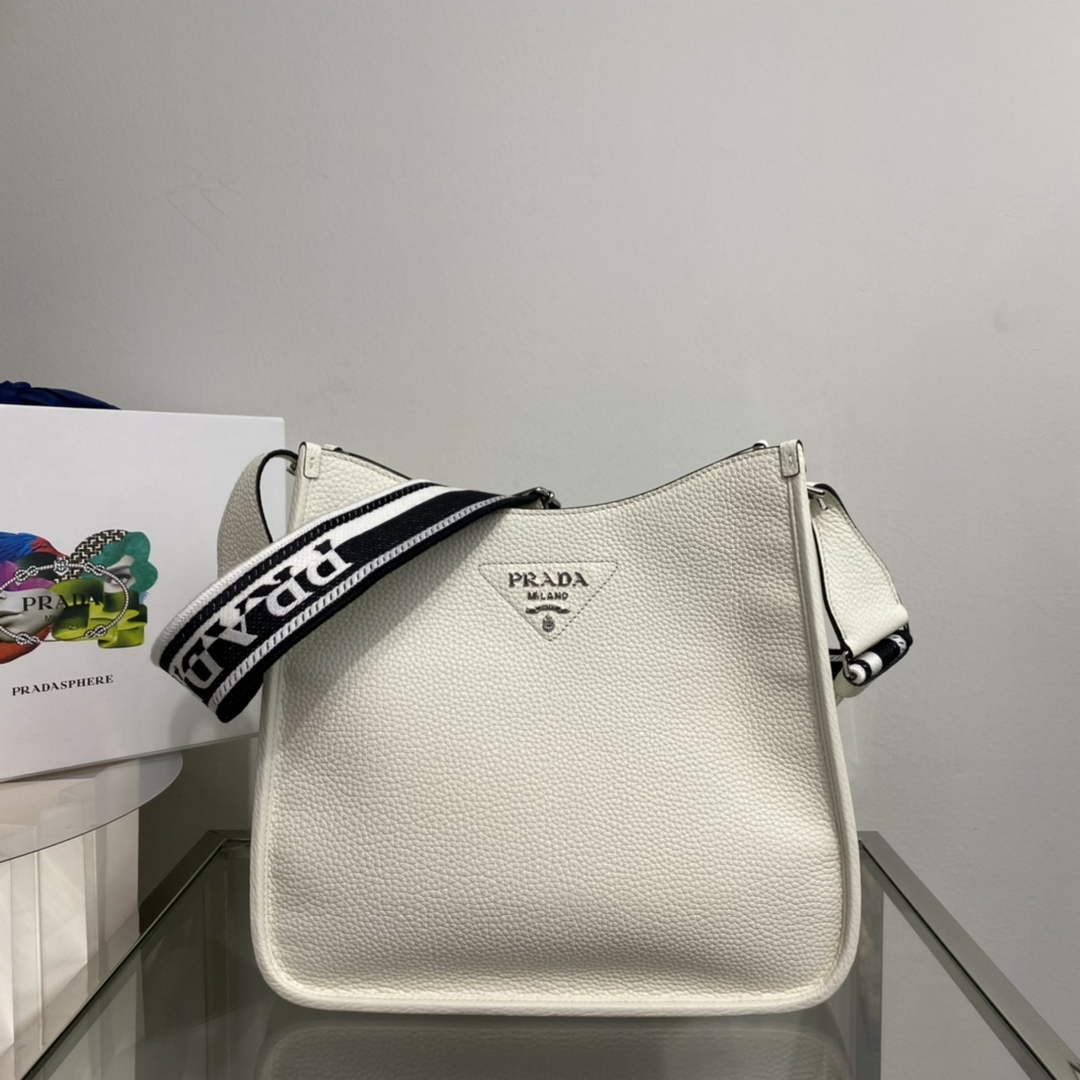 Prada Leather hobo bag 1BC073 white - Default Title - View 1