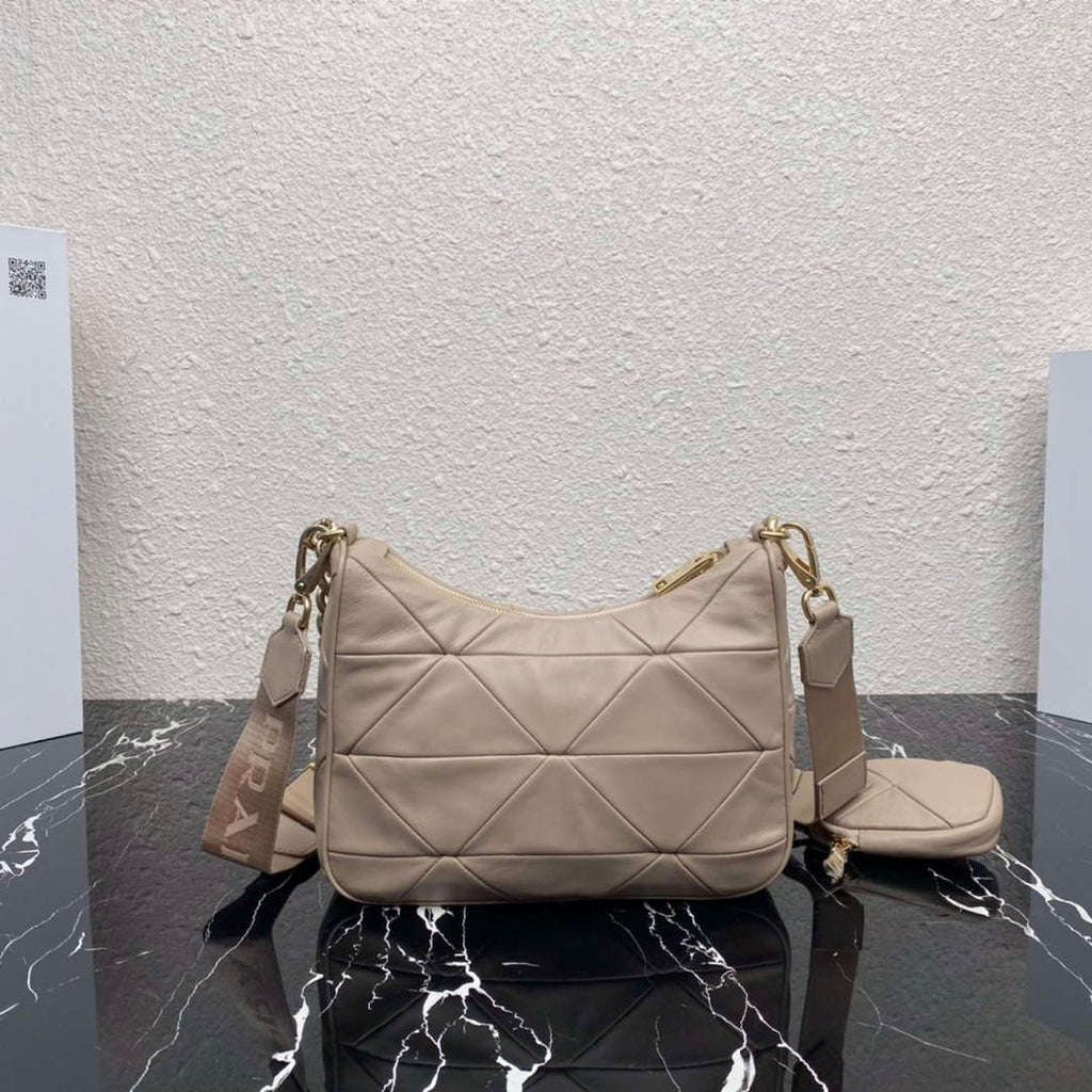 Prada 1BC151 Padded Calfskin Leather shoulder bag Apricot