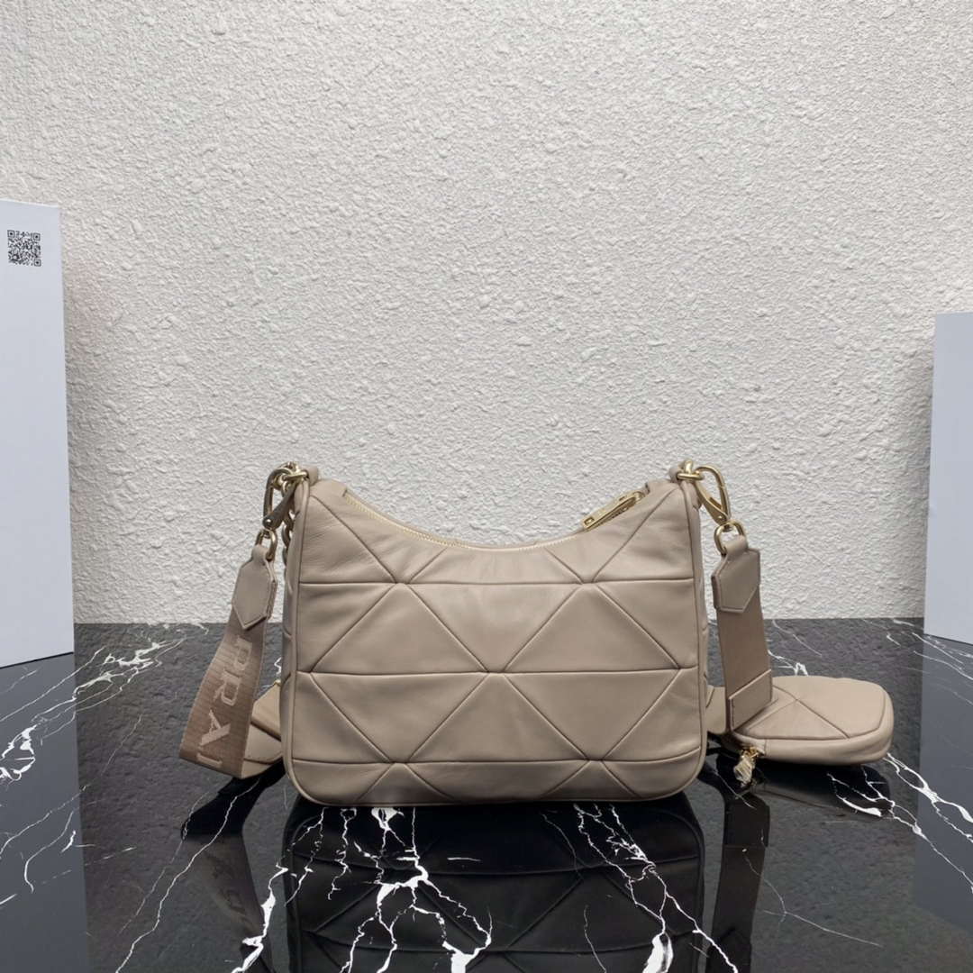 Prada 1BC151 Padded Calfskin Leather shoulder bag Apricot - Default Title - View 2