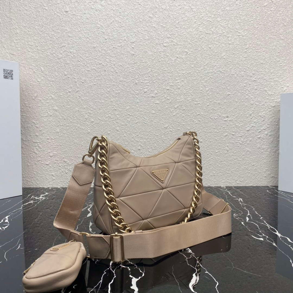 Prada 1BC151 Padded Calfskin Leather shoulder bag Apricot