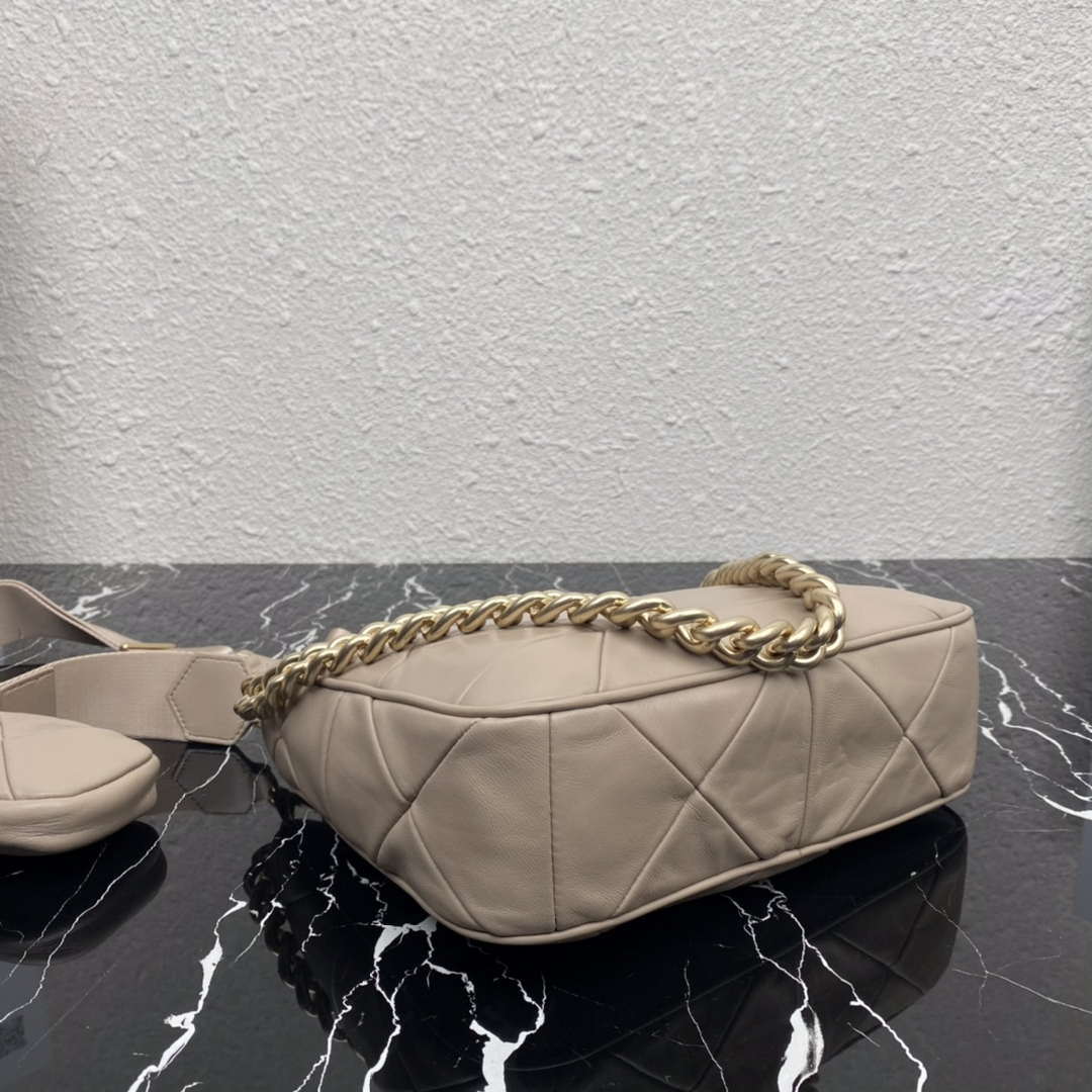 Prada 1BC151 Padded Calfskin Leather shoulder bag Apricot
