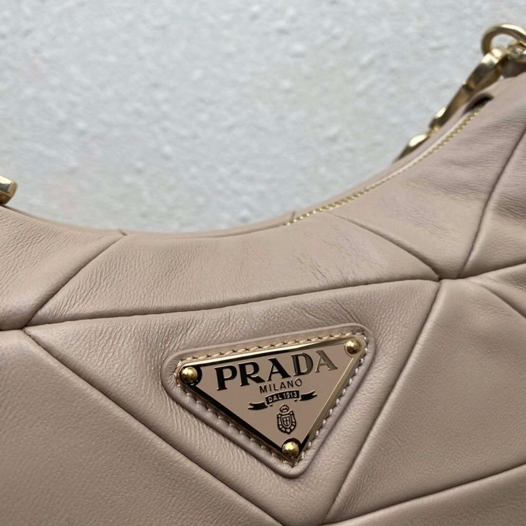 Prada 1BC151 Padded Calfskin Leather shoulder bag Apricot