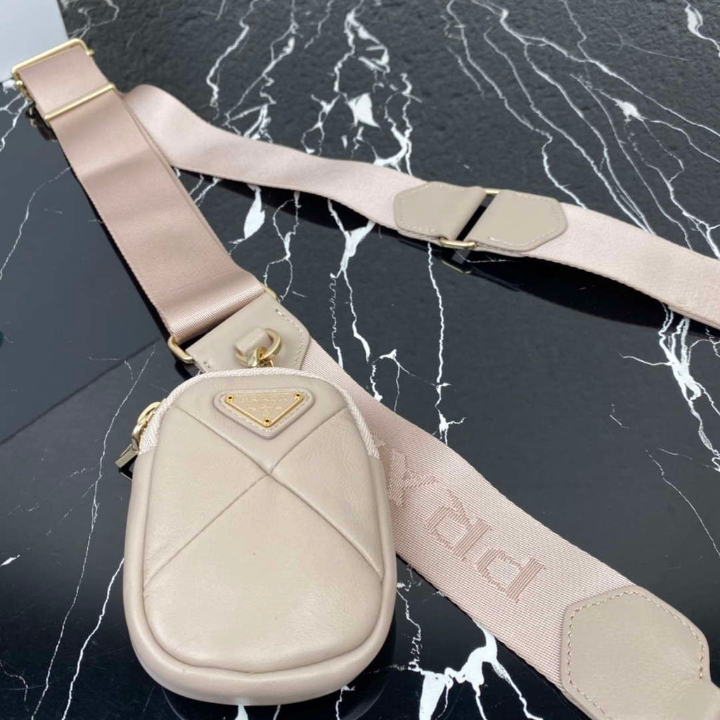 Prada 1BC151 Padded Calfskin Leather shoulder bag Apricot