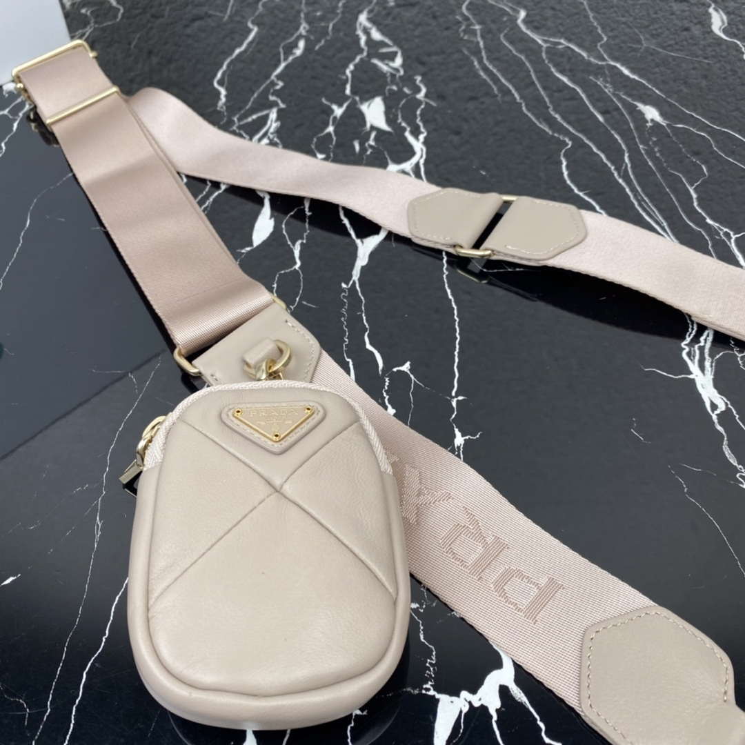 Prada 1BC151 Padded Calfskin Leather shoulder bag Apricot