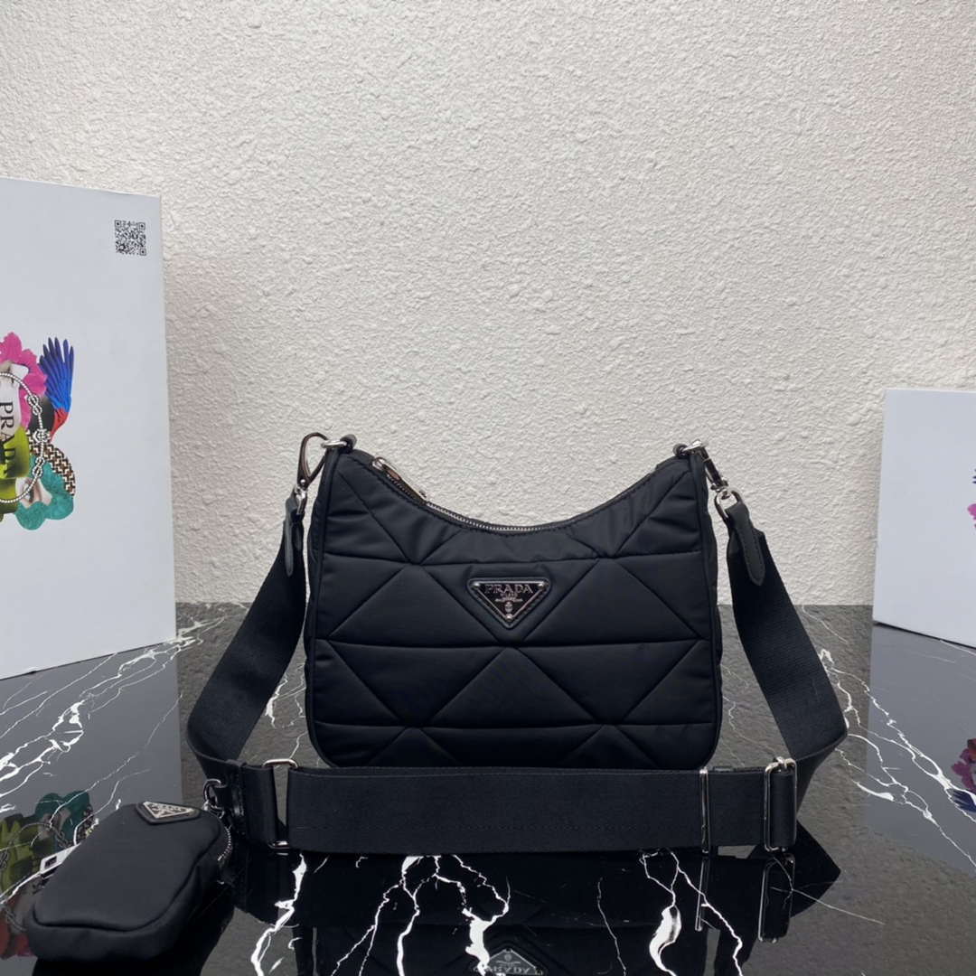 Prada 1BC151 Padded Re-Nylon shoulder bag Black - Default Title - View 1