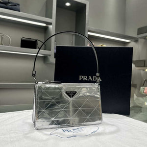 Prada 1BC155 Saffiano leather mini Shoulder bag Silver - Default Title - View 1