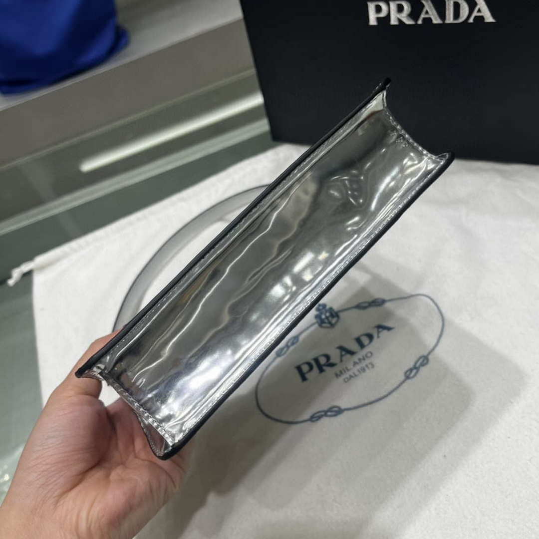 Prada 1BC155 Saffiano leather mini Shoulder bag Silver