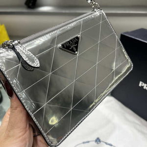 Prada 1BC155 Saffiano leather mini Shoulder bag Silver - Default Title - View 9