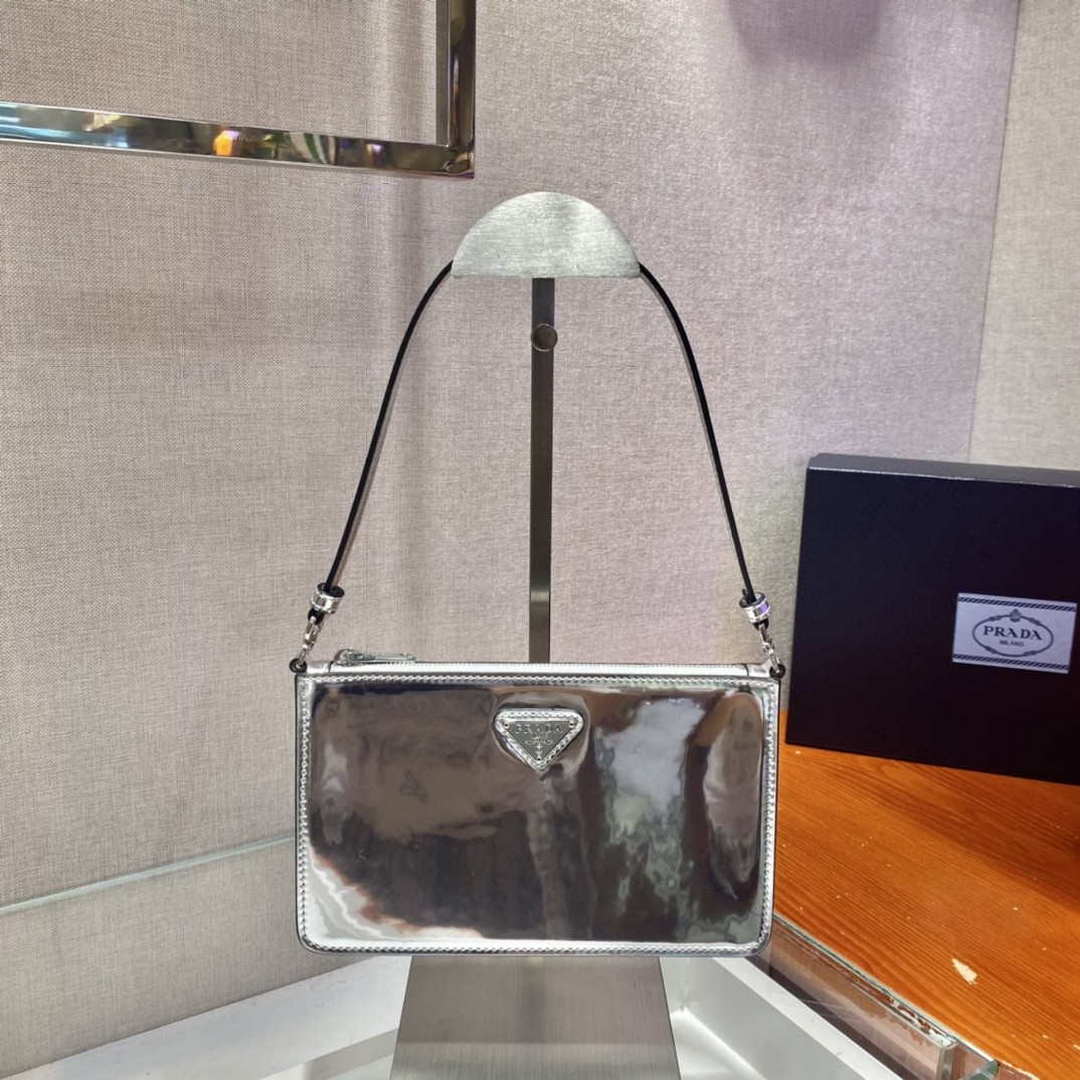 Prada 1BC155 Saffiano leather mini bag Blingbing Silver - Default Title - View 1