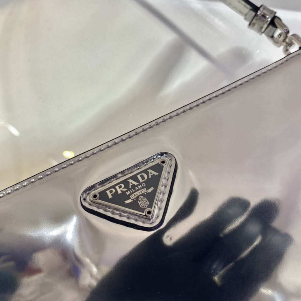 Prada 1BC155 Saffiano leather mini bag Blingbing Silver