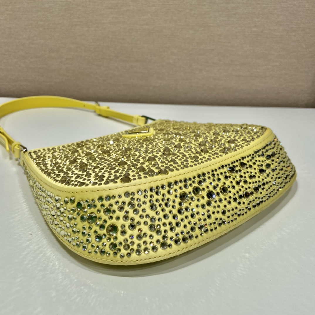 Prada 1BC169 Prada Cleo satin bag with appliqu¨¦s Yellow