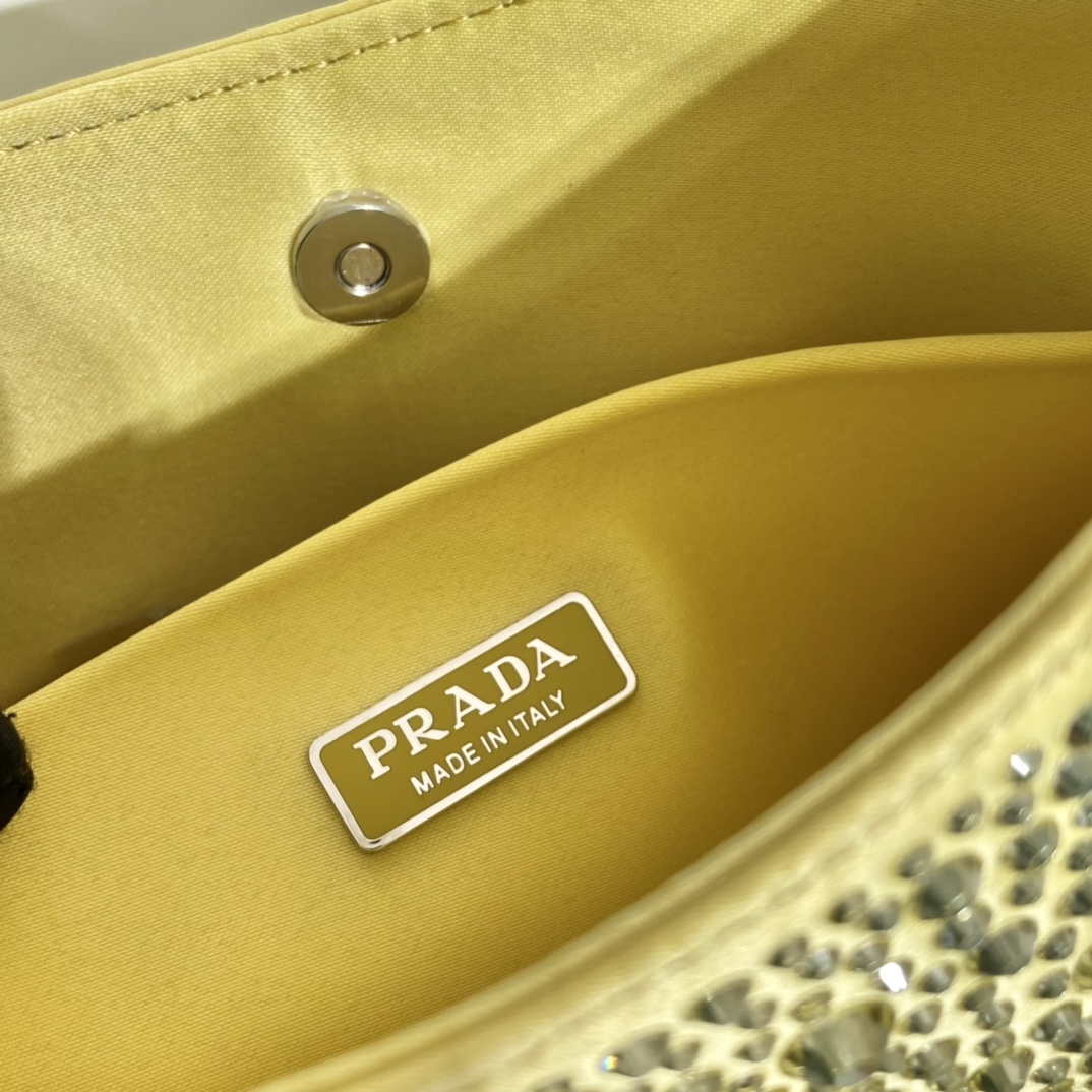Prada 1BC169 Prada Cleo satin bag with appliqu¨¦s Yellow
