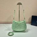 Prada 1BC169 Prada Cleo satin bag with appliqu¨¦s Green