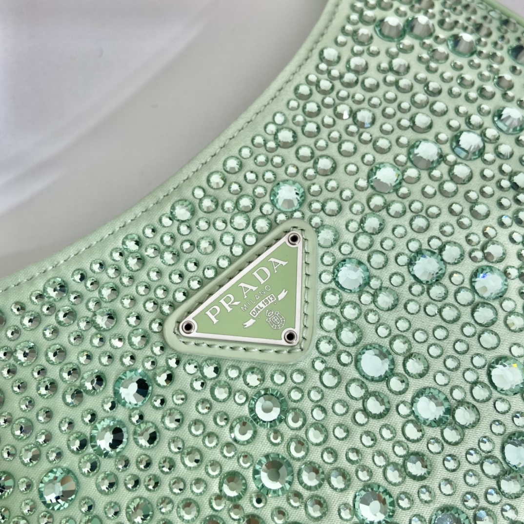 Prada 1BC169 Prada Cleo satin bag with appliqu¨¦s Green
