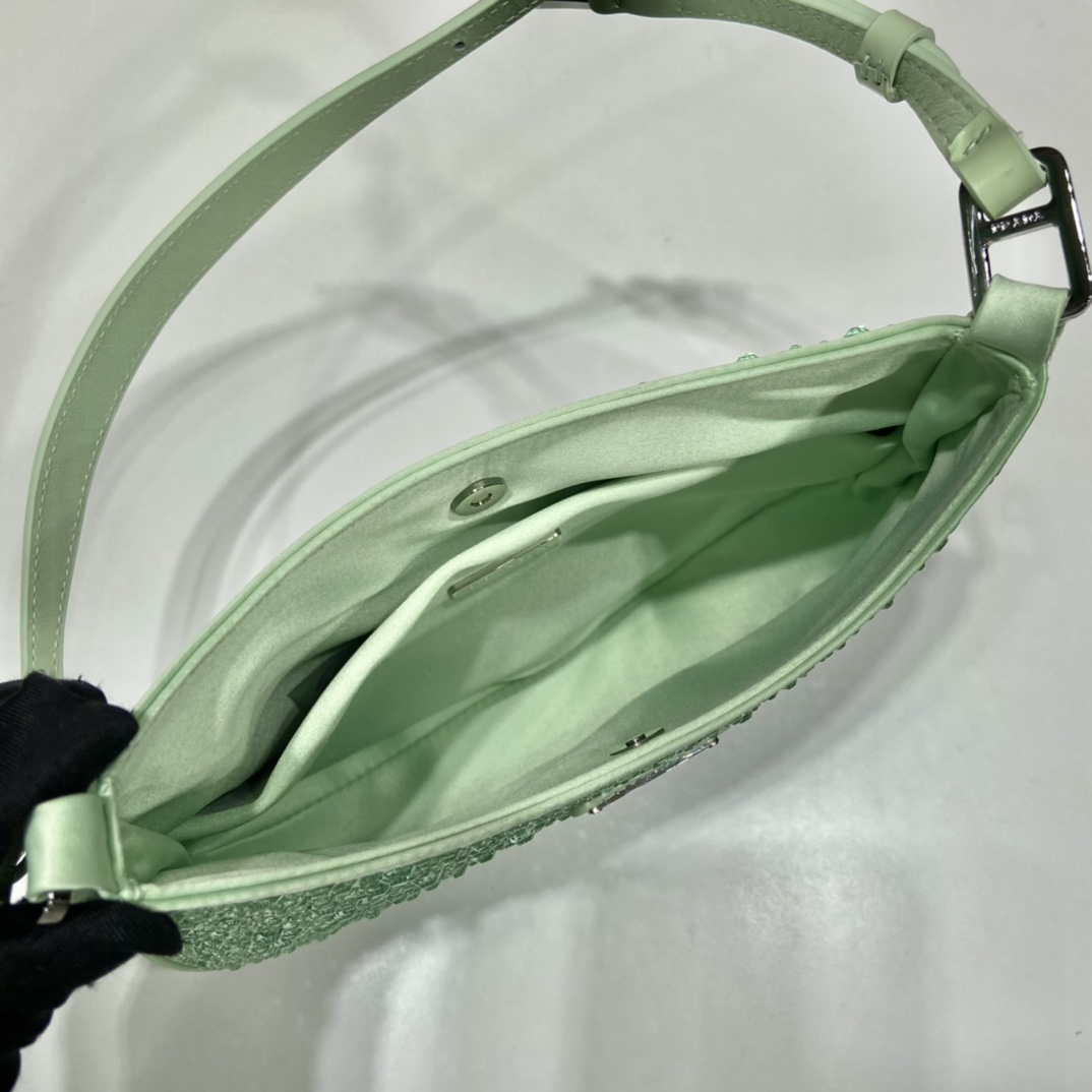 Prada 1BC169 Prada Cleo satin bag with appliqu¨¦s Green