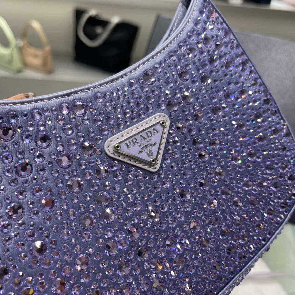 Prada 1BC169 Prada Cleo satin bag with appliqu¨¦s Purple